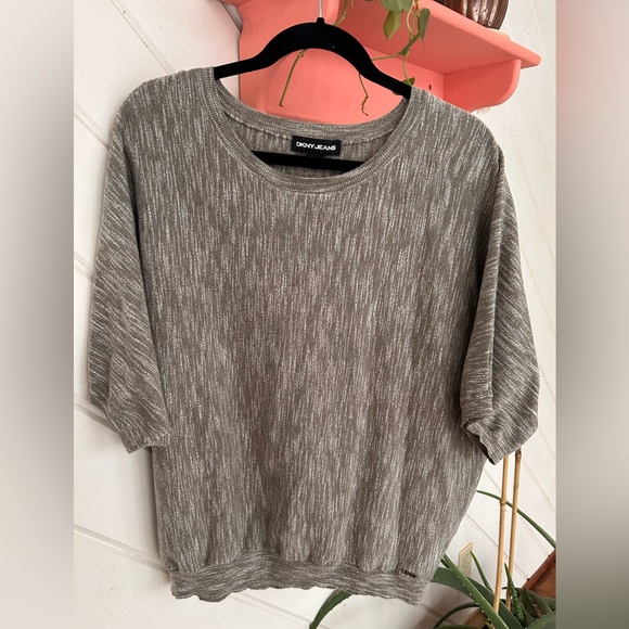 DKNY Heathered Gray Short Sleeve Top - Picture 2 of 5